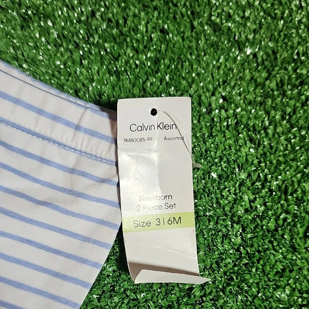 Calvin Klein Kids Leggings - White and Blue Stripes